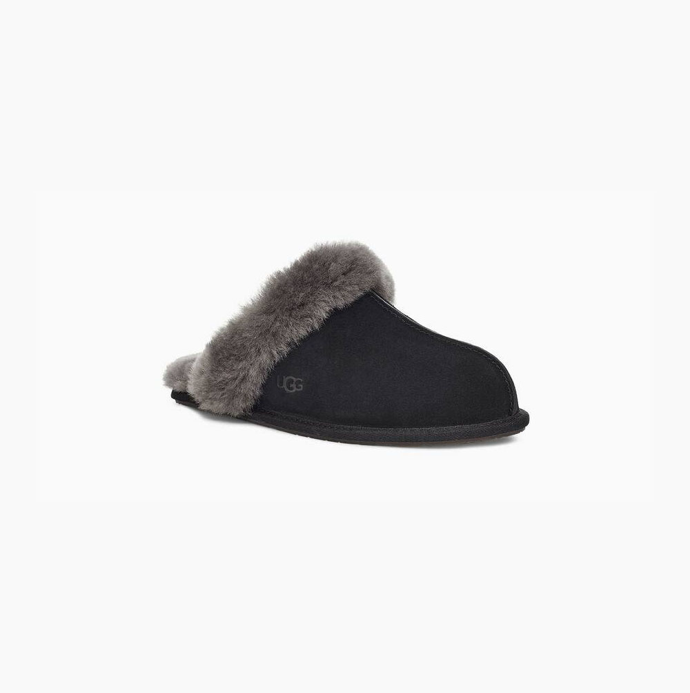 UGG Scuffette II Black Grey Slippers for Women (CETY82465)